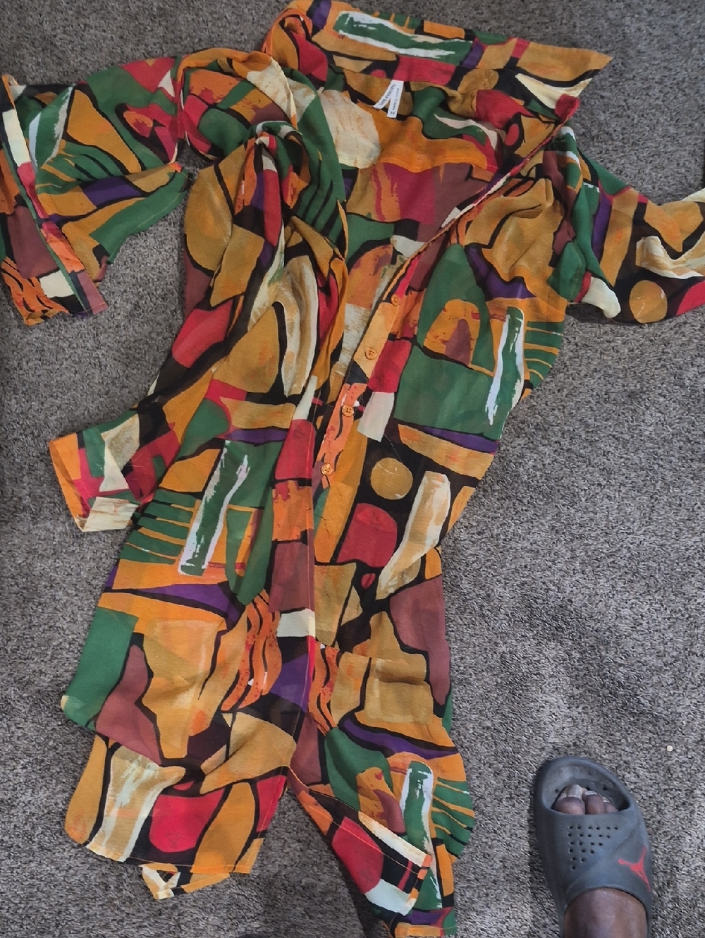 Live 4 Truth Multicolor Abstract Print Robe - Green, Mustard, Red, Purple